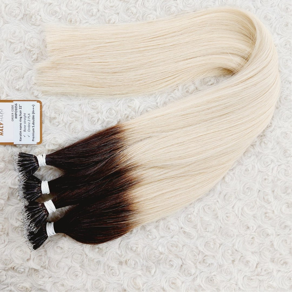 Keratin tip extensions ombre hair color - HALY HAIR