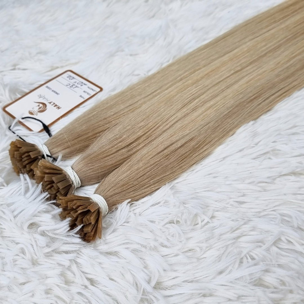 Keratin tip hair extensions medium blonde color - HALY HAIR