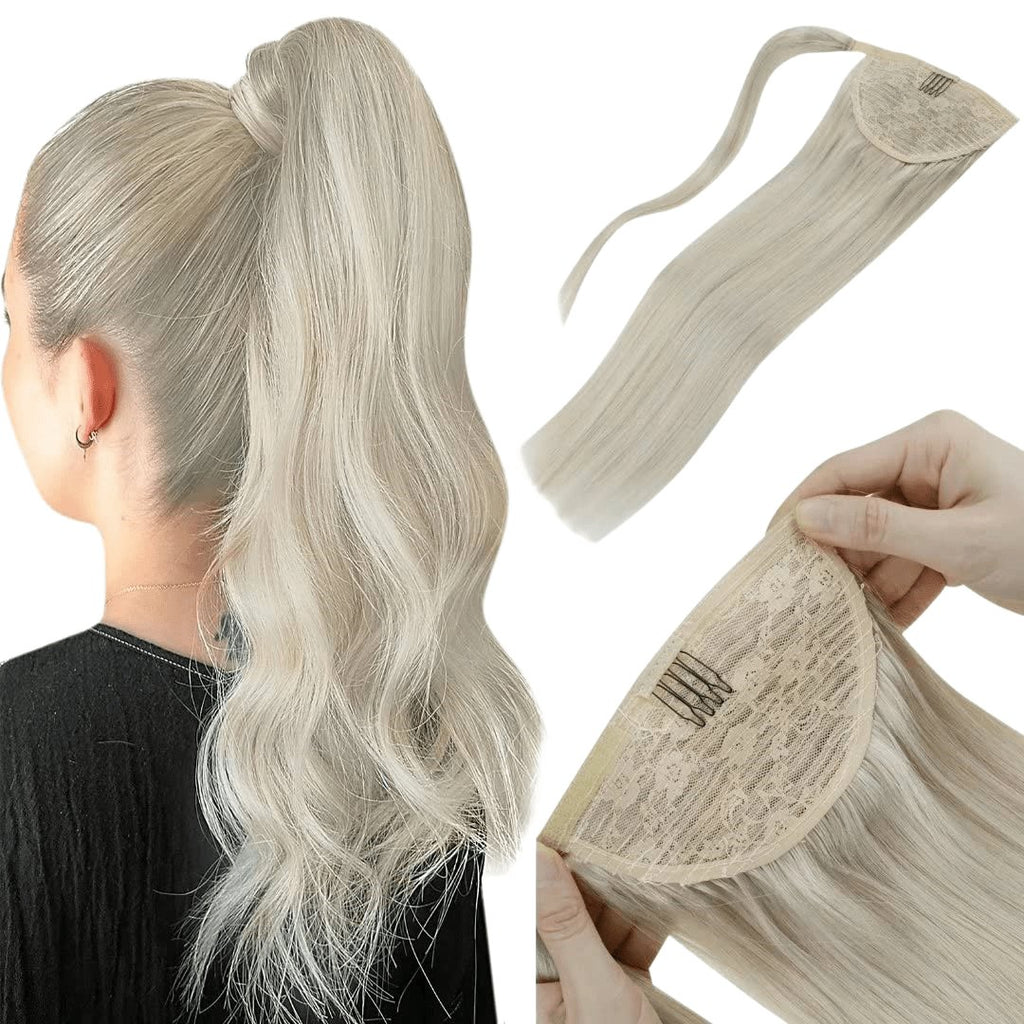 Light blonde ponytail hair extensions - HALY HAIR