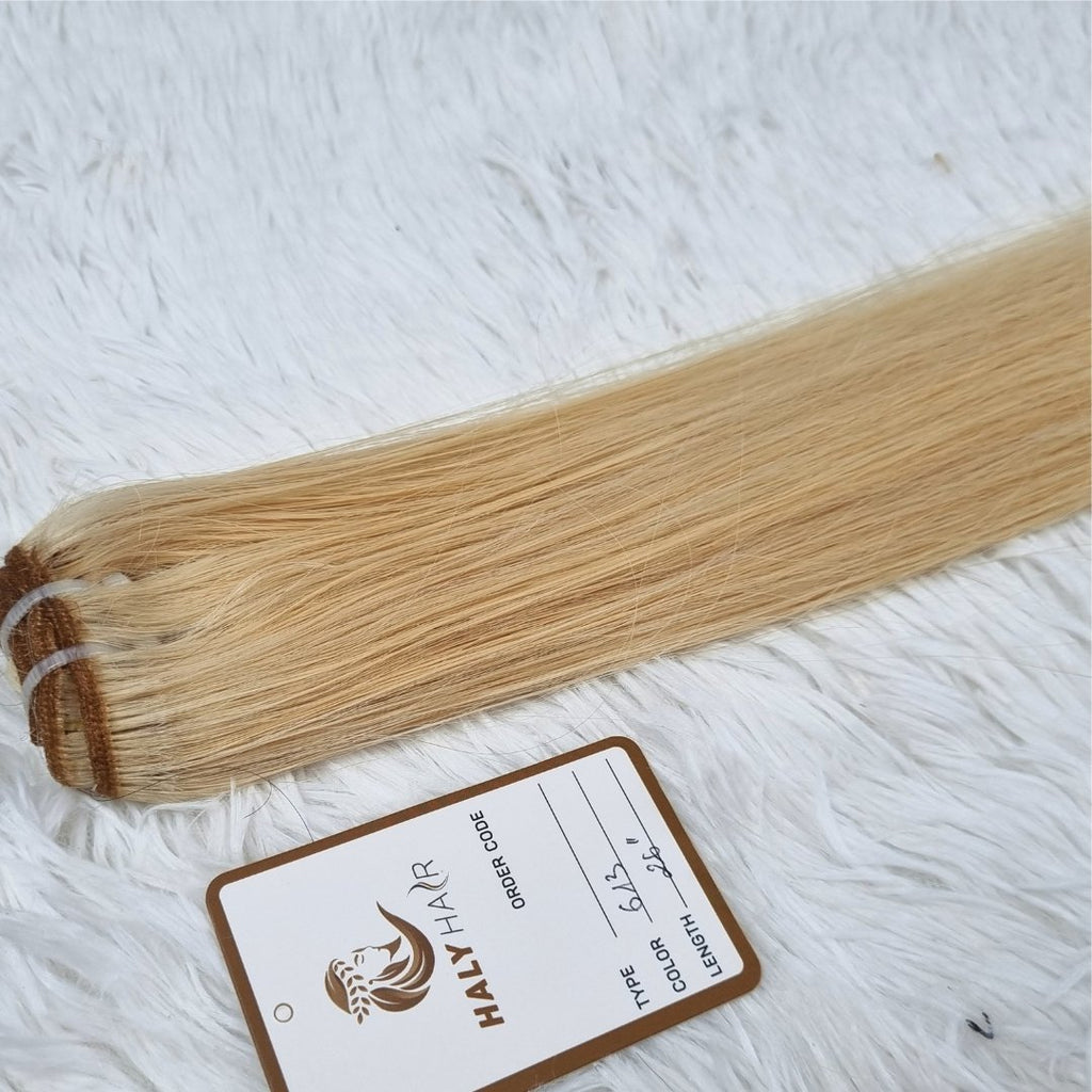 Light blonde virgin weft hair extensions - HALY HAIR