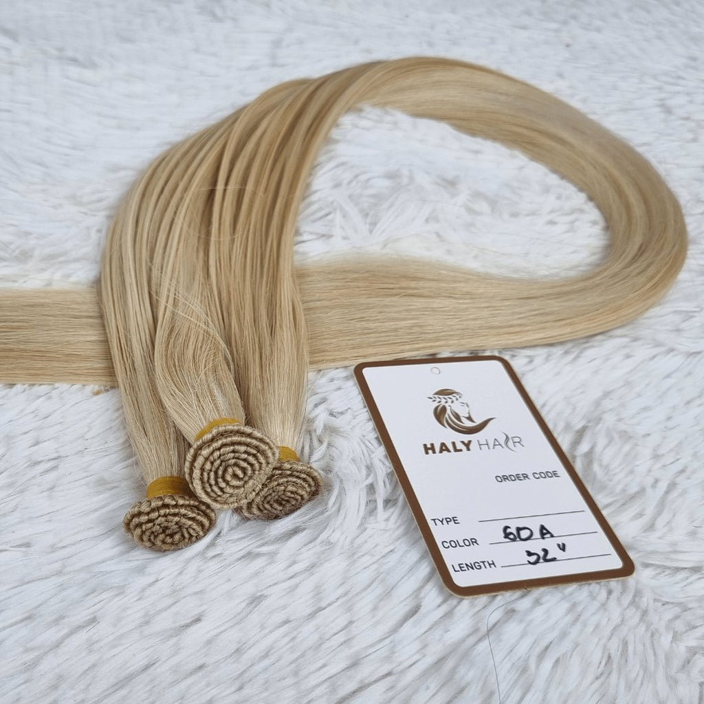 Light blonde virgin weft hair extensions - HALY HAIR