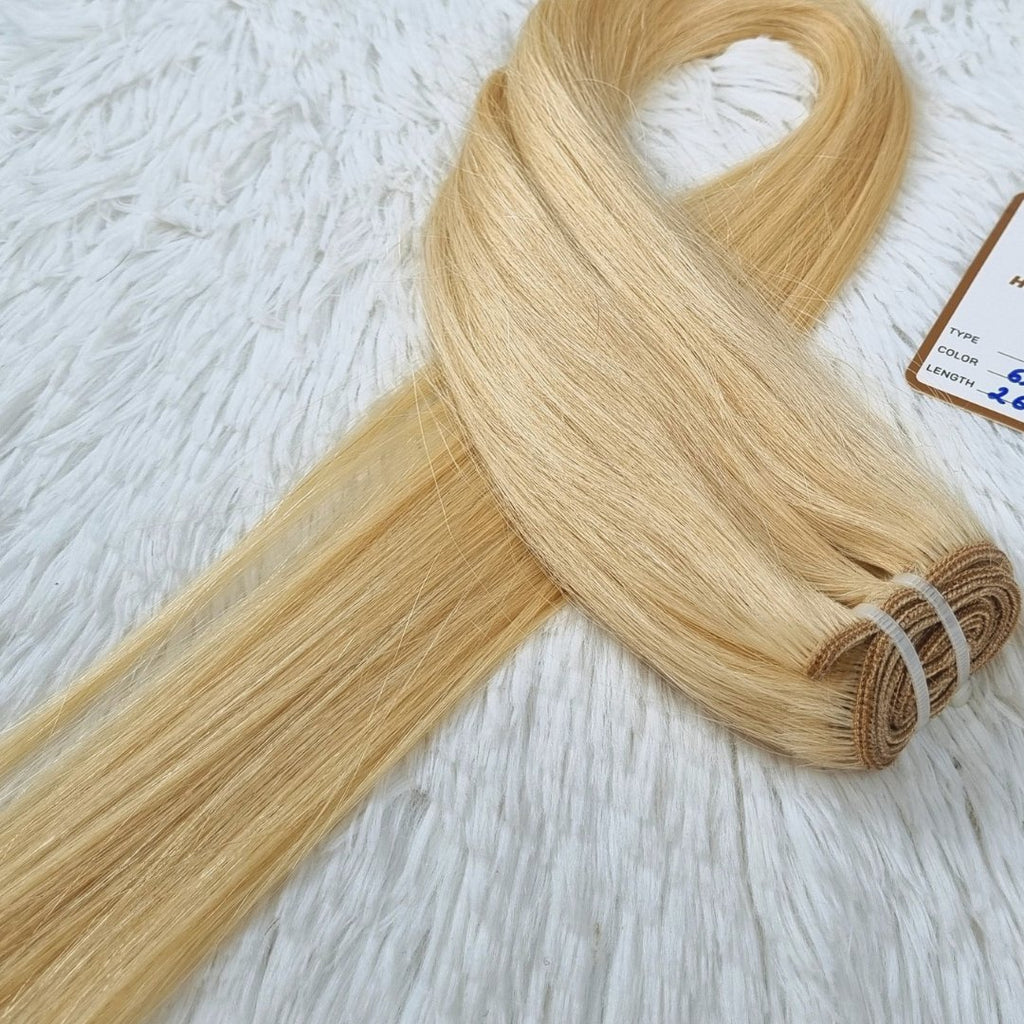 Light blonde virgin weft hair extensions - HALY HAIR