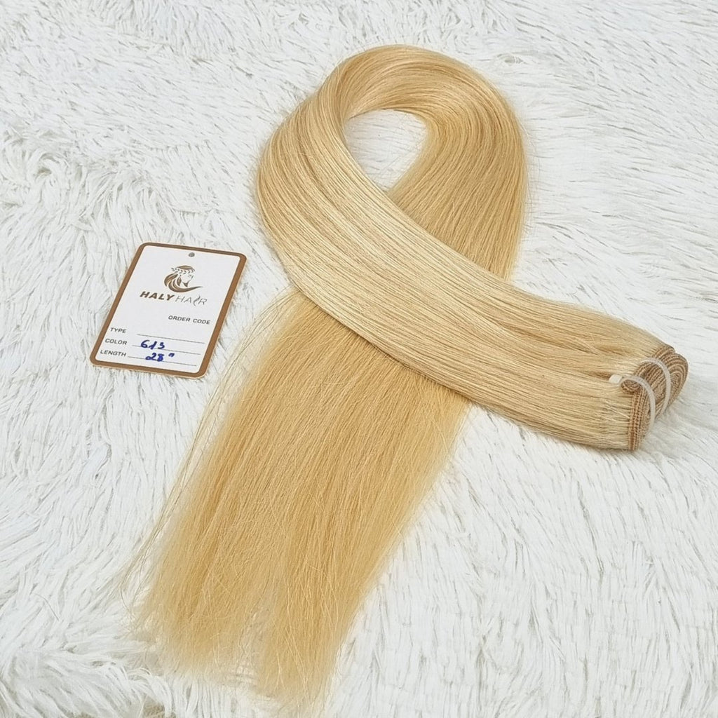 Light blonde virgin weft hair extensions - HALY HAIR