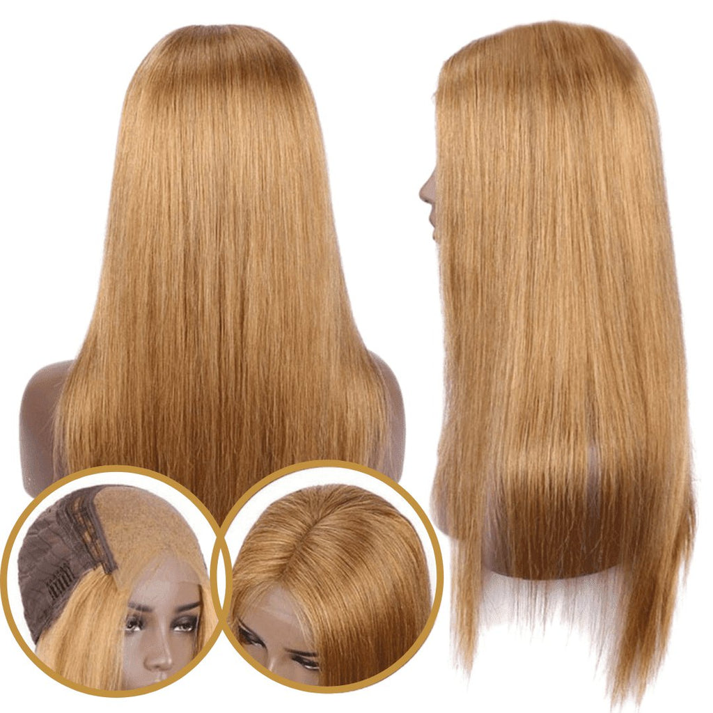 Medium blonde human wigs - HALY HAIR