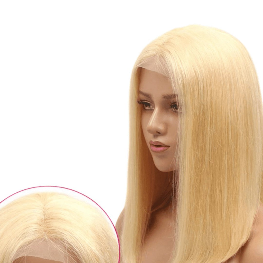 Medium blonde human wigs - HALY HAIR