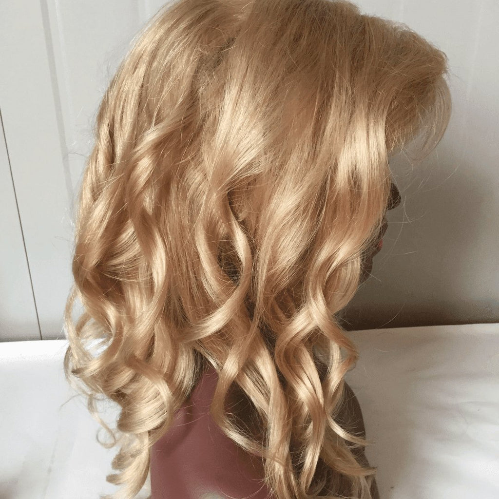 Medium blonde human wigs - HALY HAIR