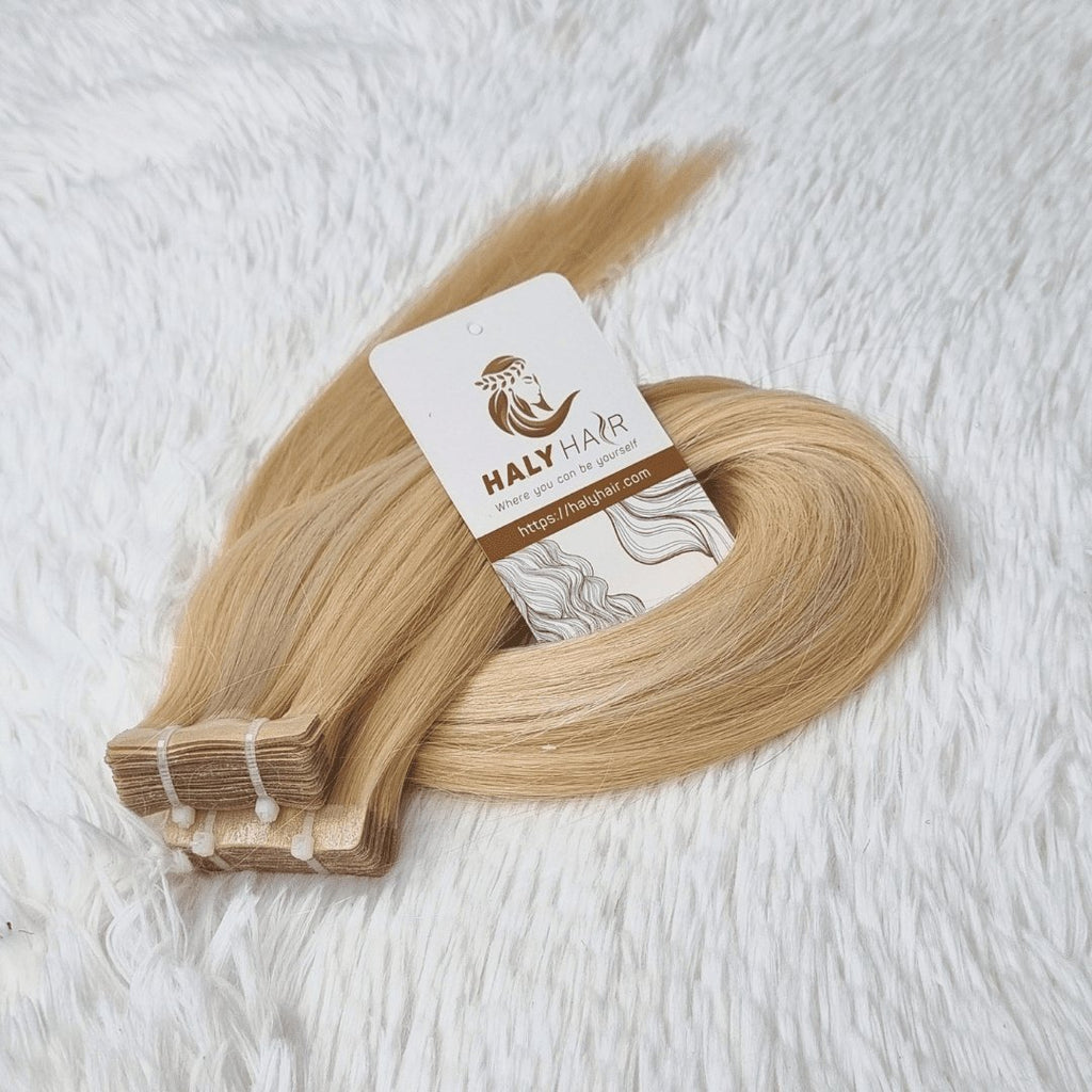 Medium blonde tape hair extensions - HALY HAIR