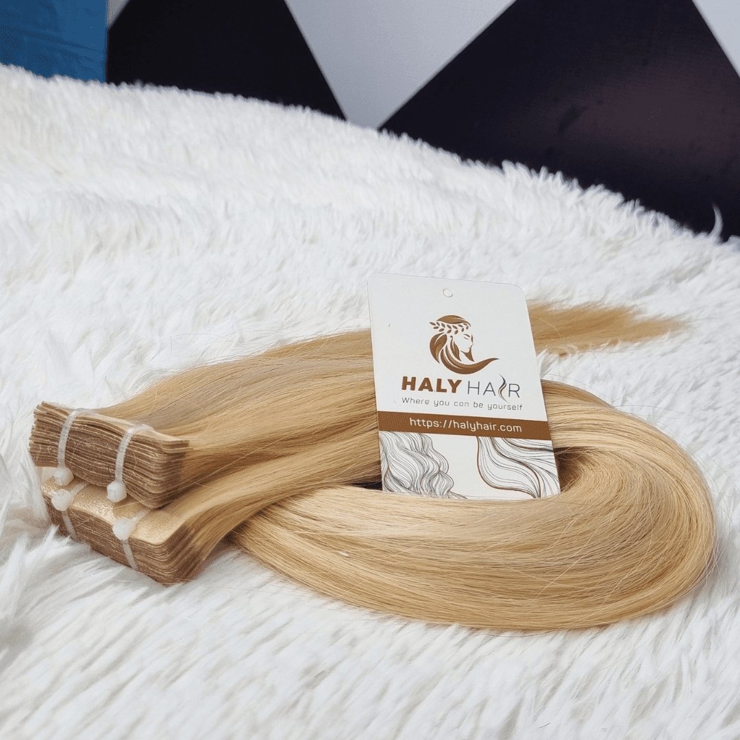 Medium blonde tape hair extensions - HALY HAIR