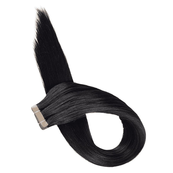 Tape hair extensions black color