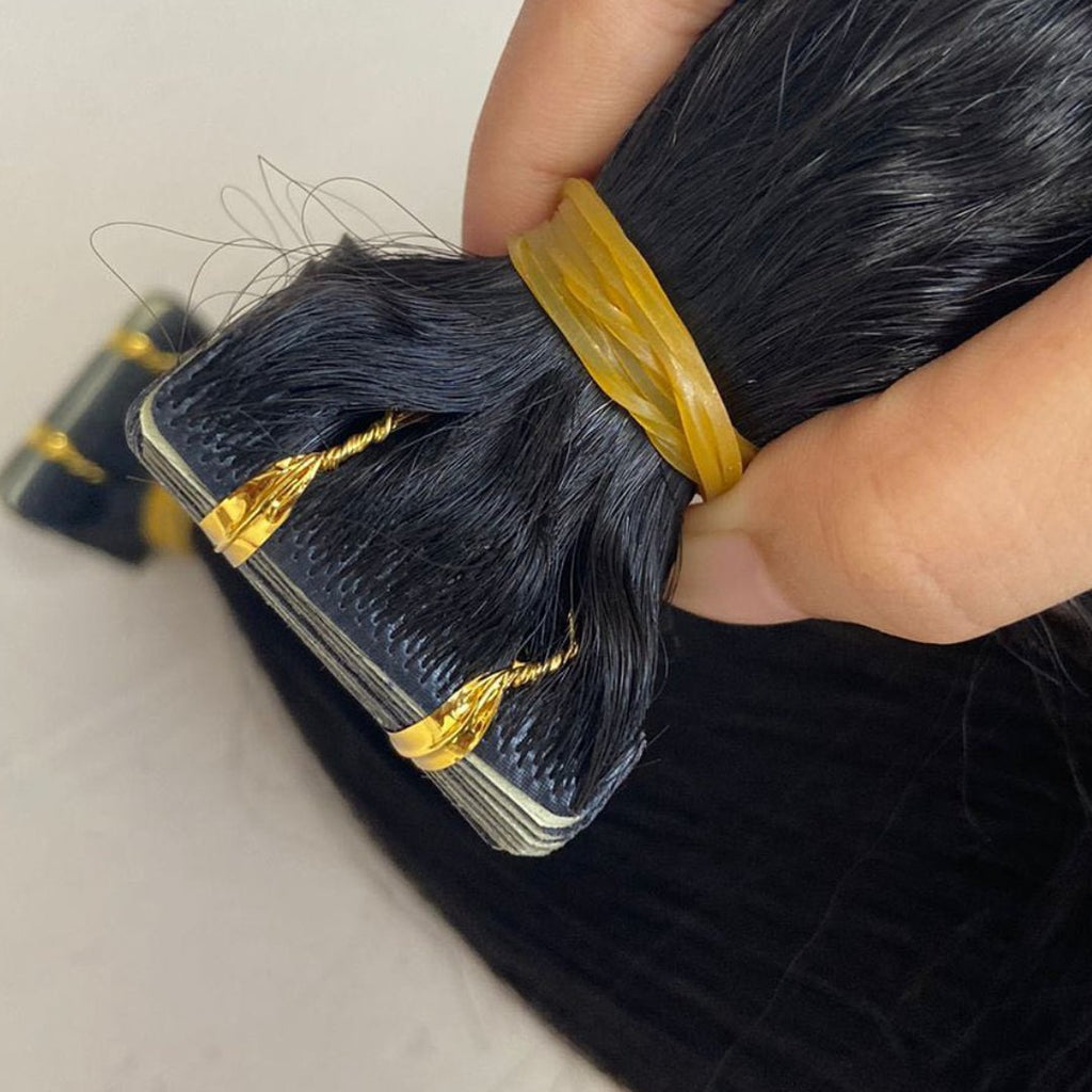 Tape hair extensions black color - HALY HAIR