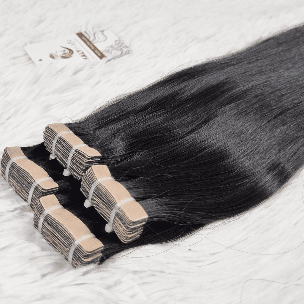 Tape hair extensions black color - HALY HAIR