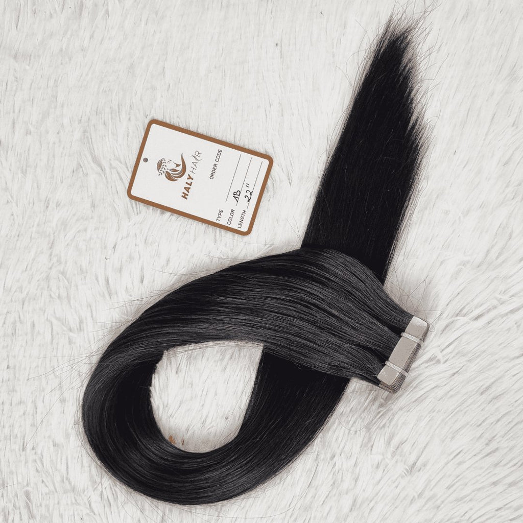 Tape hair extensions black color - HALY HAIR