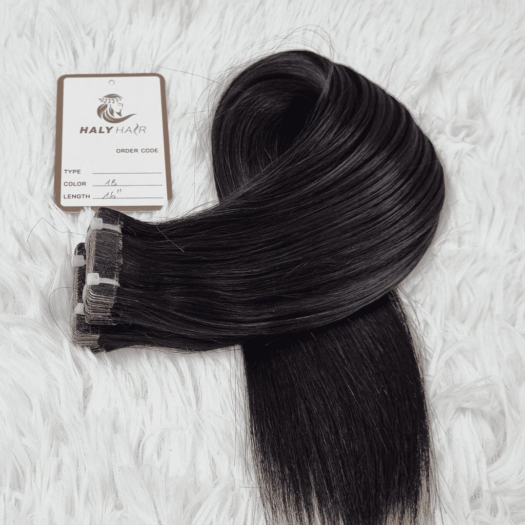 Tape hair extensions black color - HALY HAIR