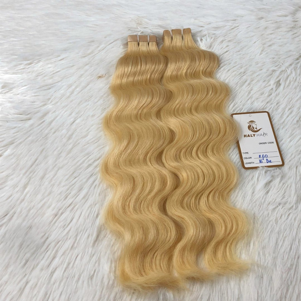 Tape hair extensions light blonde color - HALY HAIR