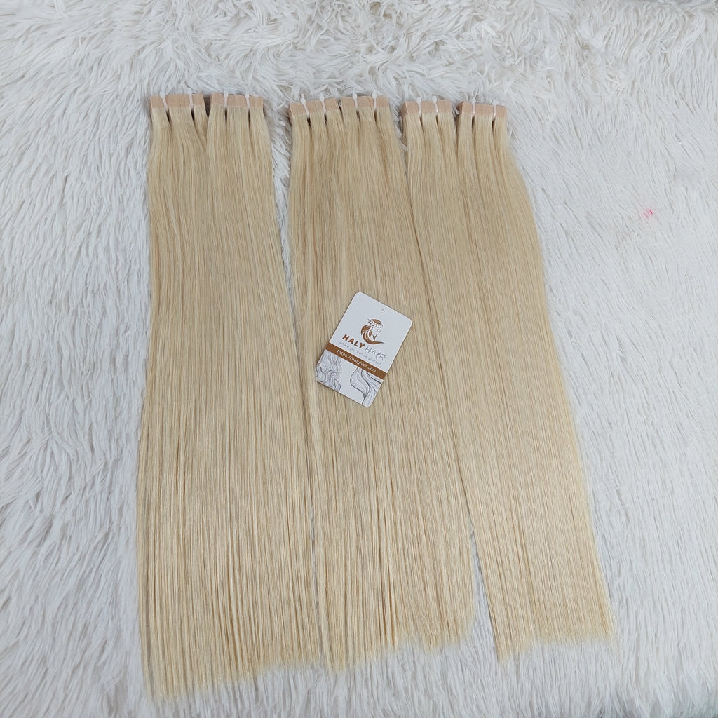 Tape hair extensions light blonde color - HALY HAIR