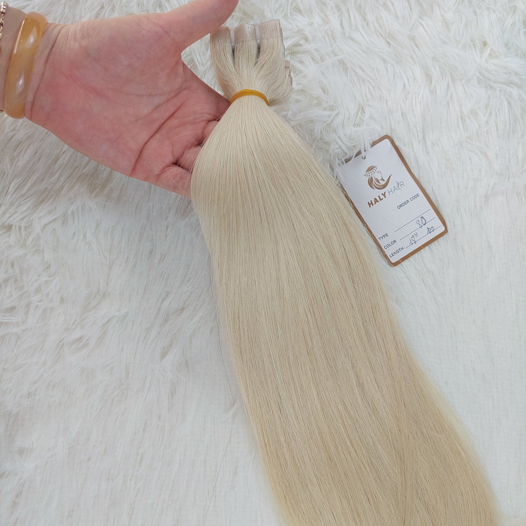 Tape hair extensions light blonde color - HALY HAIR