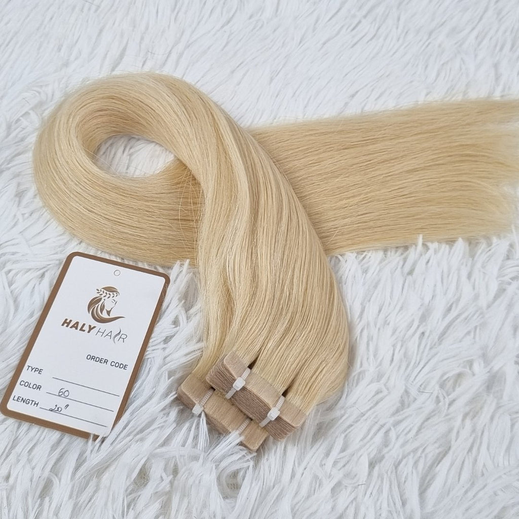 Tape hair extensions light blonde color - HALY HAIR