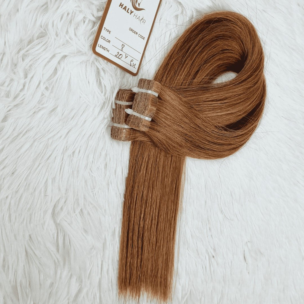 Tape in hair extensions dark brown color - HALY HAIR