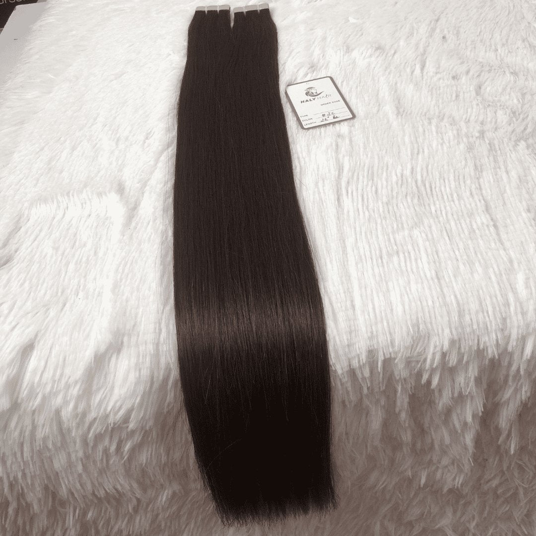 Tape in hair extensions dark brown color - HALY HAIR