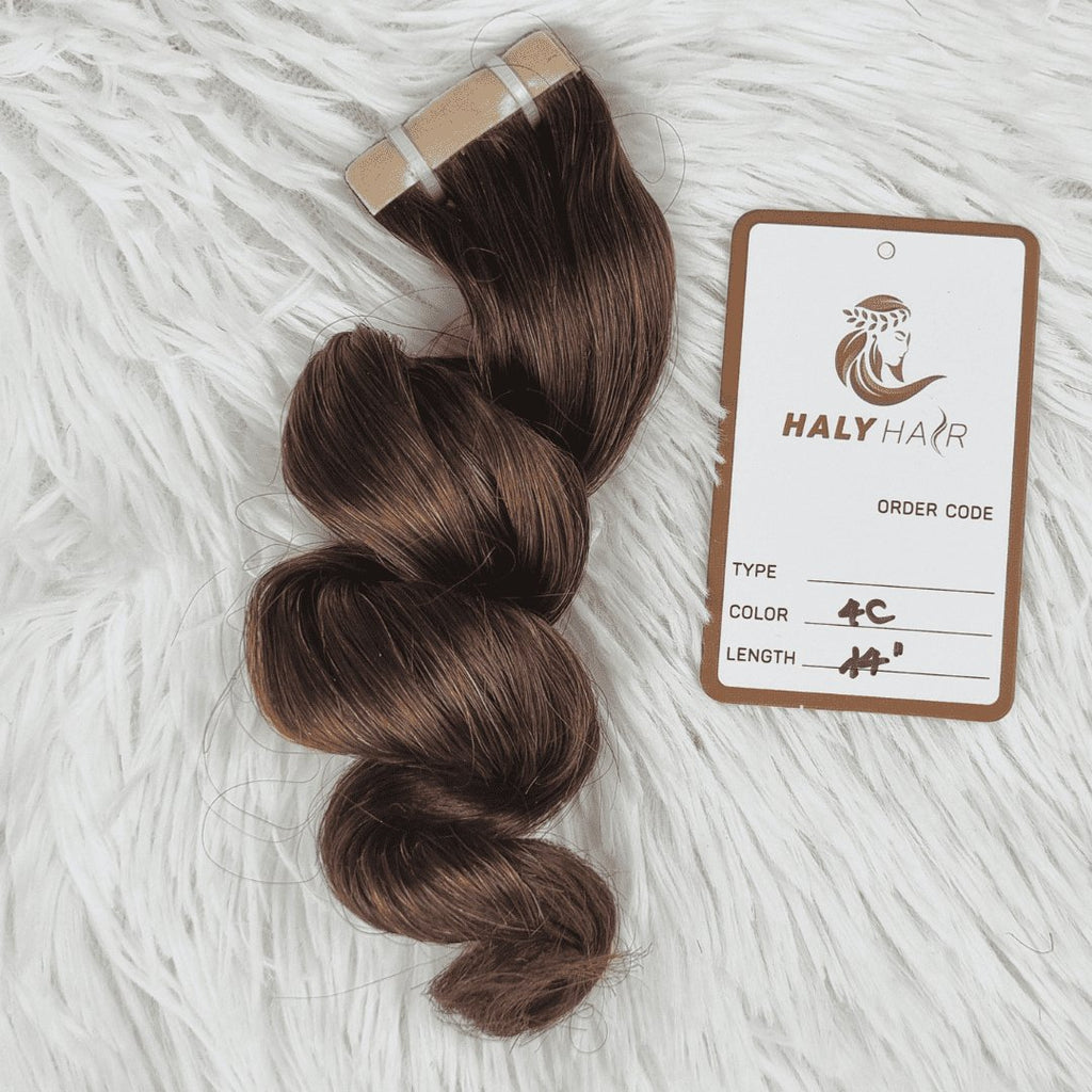 Tape in hair extensions dark brown color - HALY HAIR