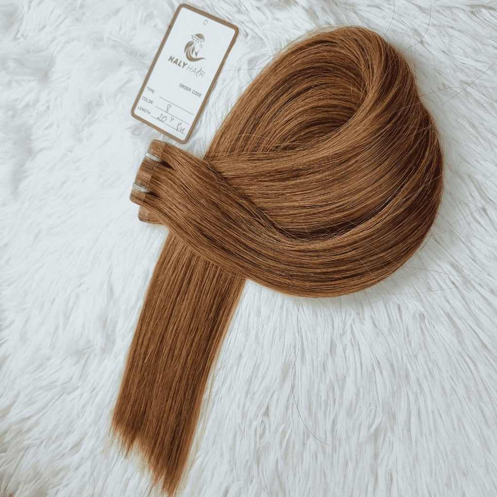 Tape in hair extensions dark brown color - HALY HAIR