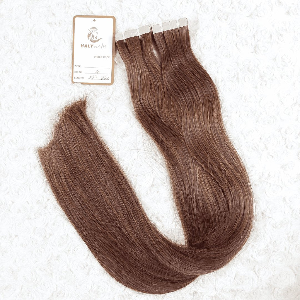 Tape in hair extensions dark brown color - HALY HAIR