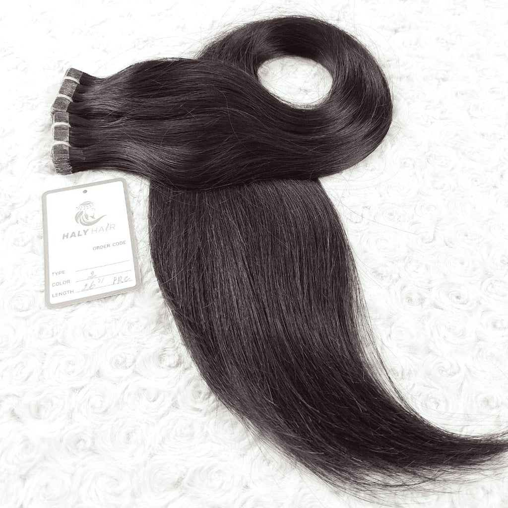 Tape in hair extensions dark brown color - HALY HAIR