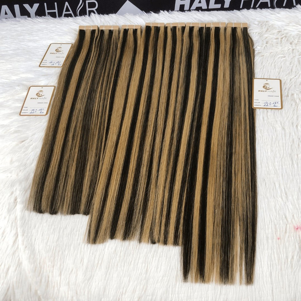 Tape - in hair extensions piano color - HALY HAIR