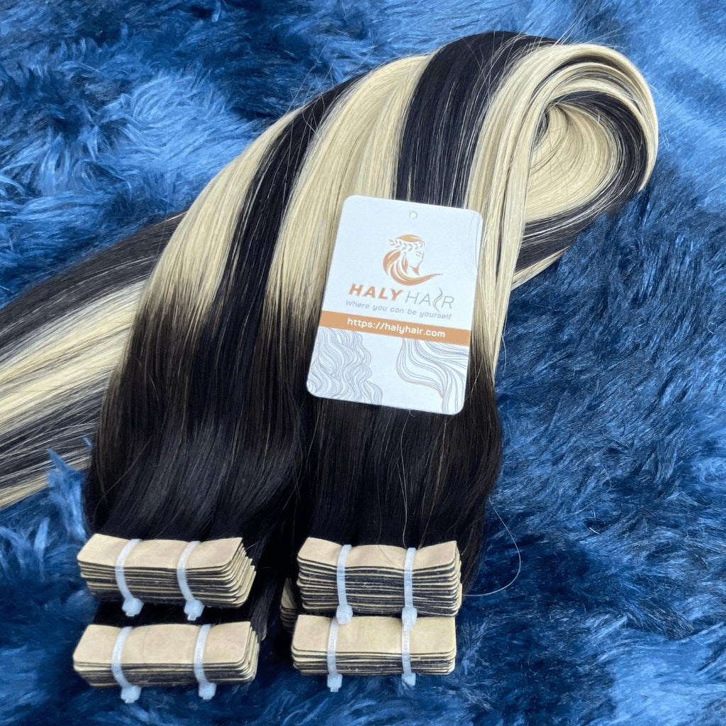 Tape - in hair extensions piano color - HALY HAIR