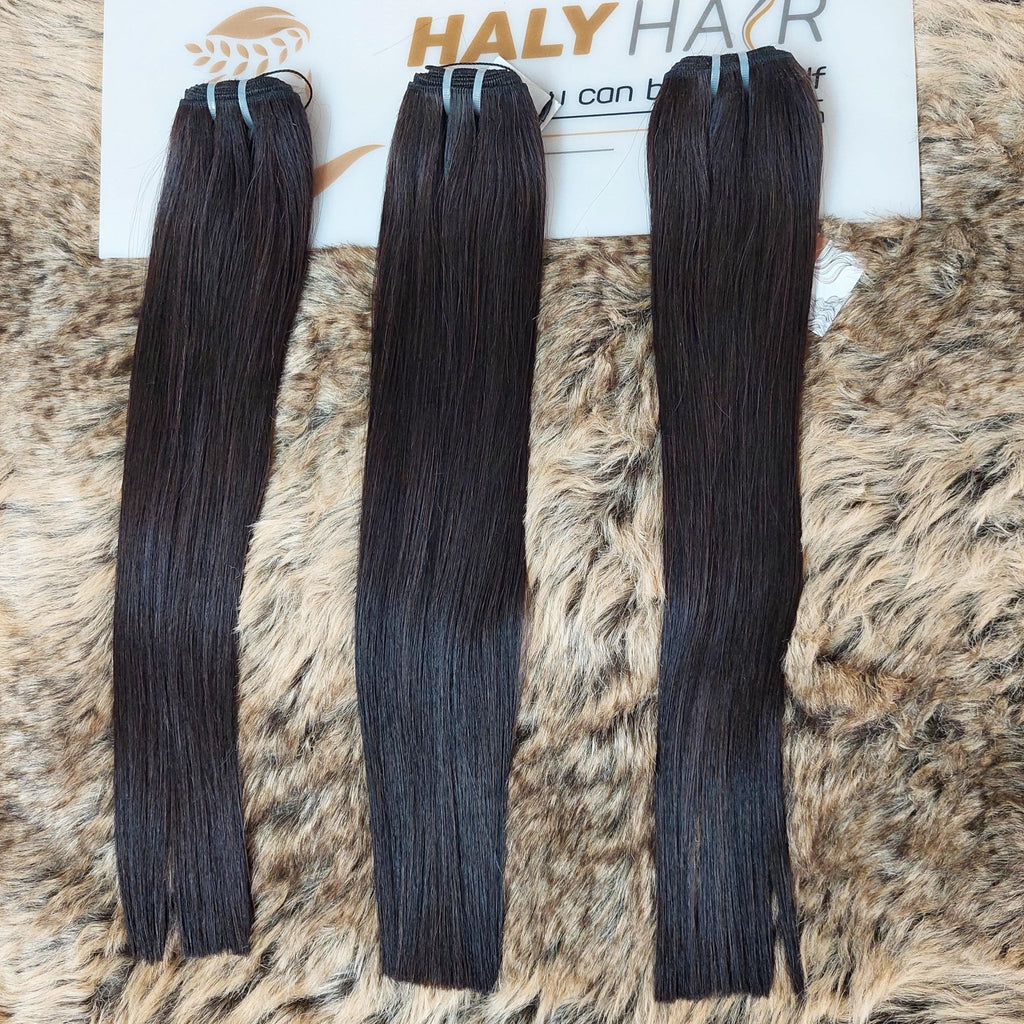 Virgin hair weft extensions black color - HALY HAIR