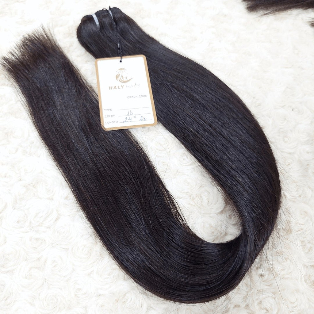 Virgin hair weft extensions black color - HALY HAIR