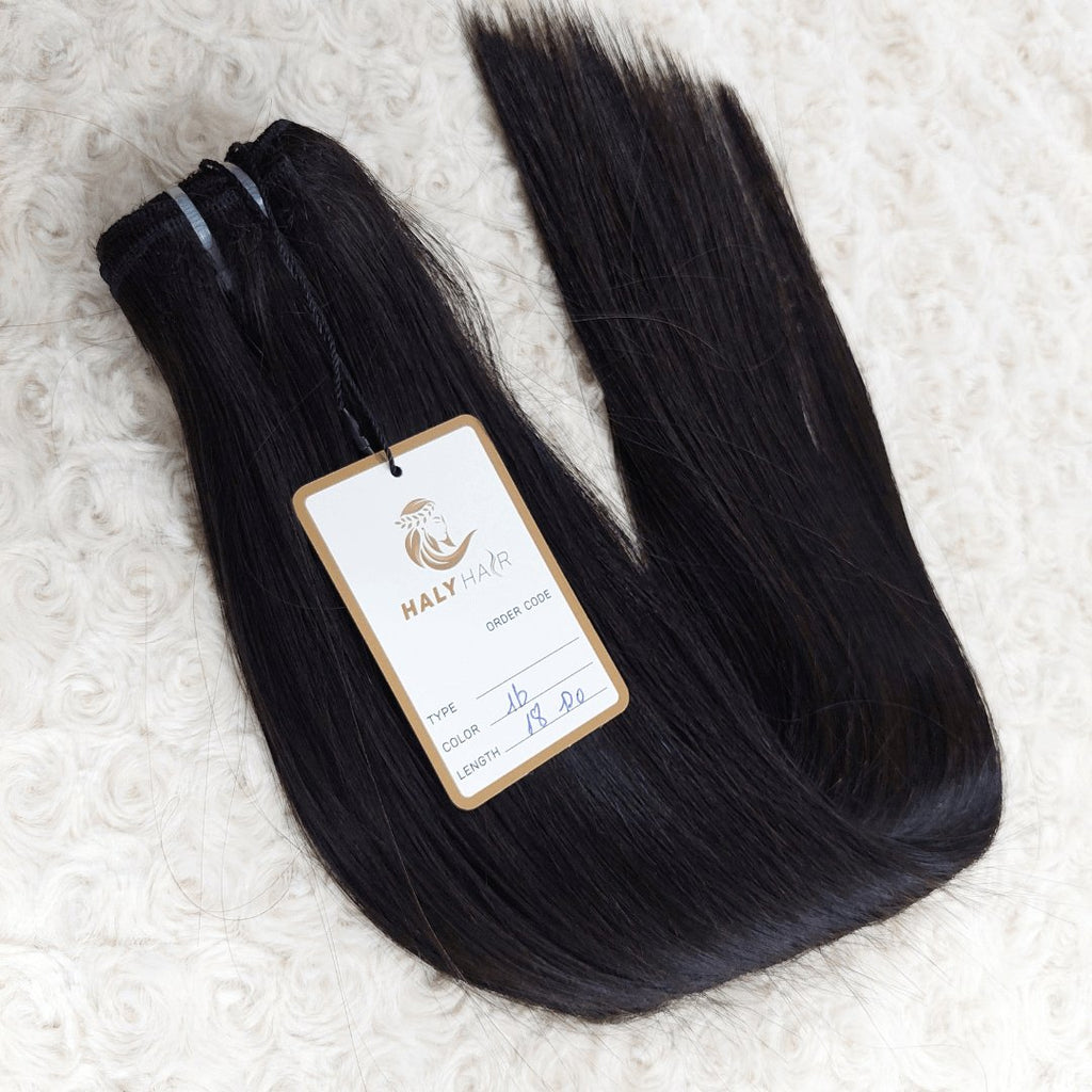 Virgin hair weft extensions black color - HALY HAIR