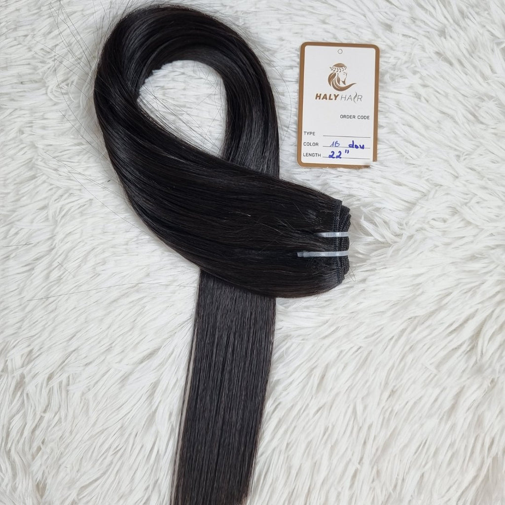 Virgin hair weft extensions black color - HALY HAIR