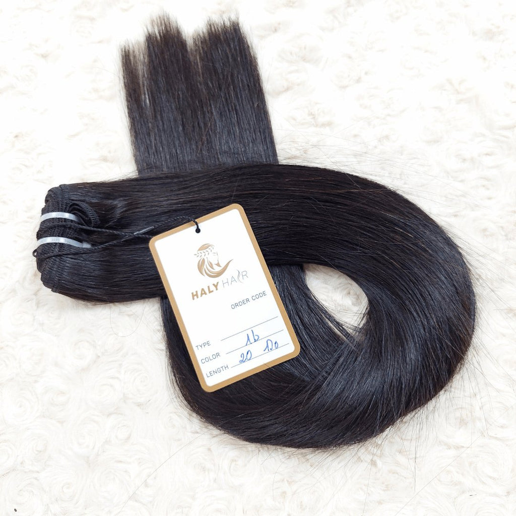 Virgin hair weft extensions black color - HALY HAIR