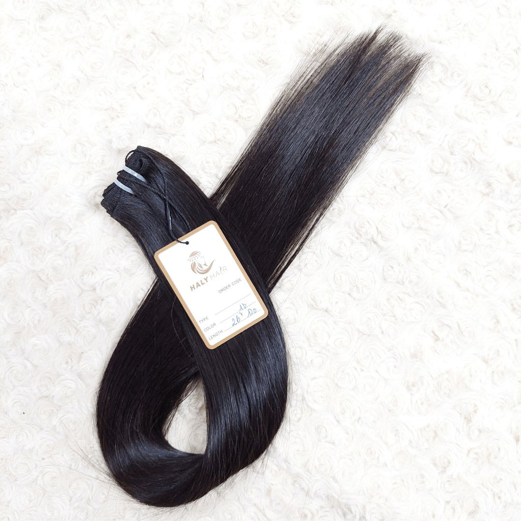 Virgin hair weft extensions black color - HALY HAIR