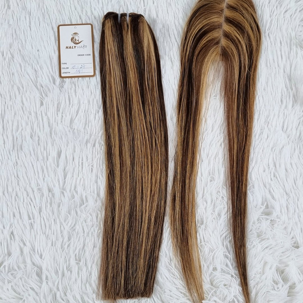 Virgin hair weft extensions piano color - HALY HAIR