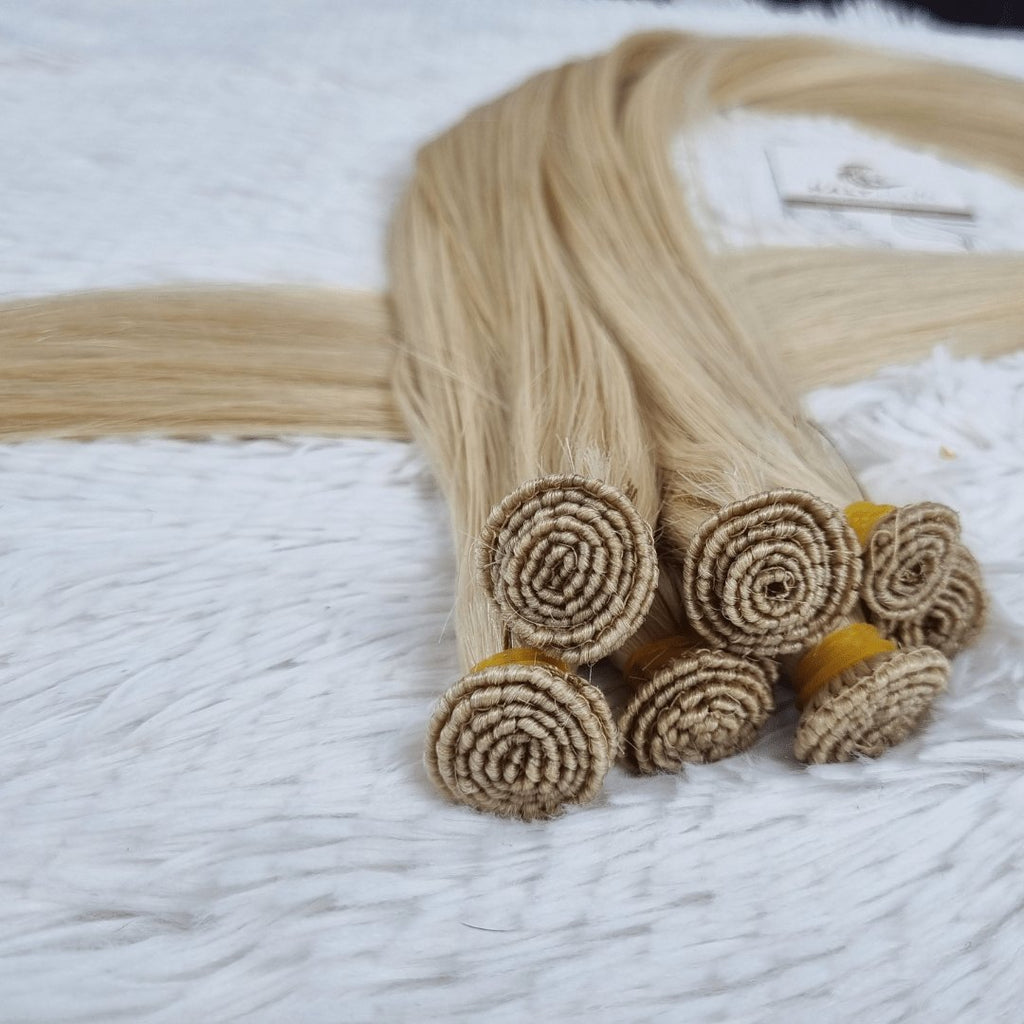 Virgin weft extensions medium blonde color hair - HALY HAIR