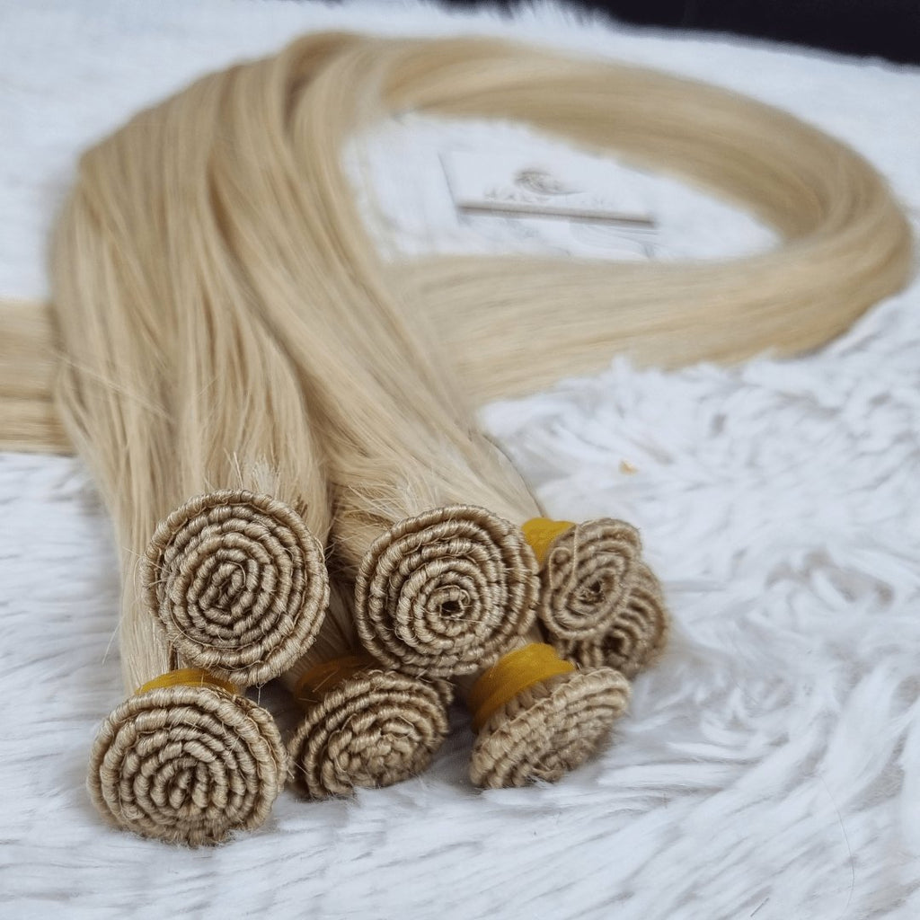 Virgin weft extensions medium blonde color hair - HALY HAIR