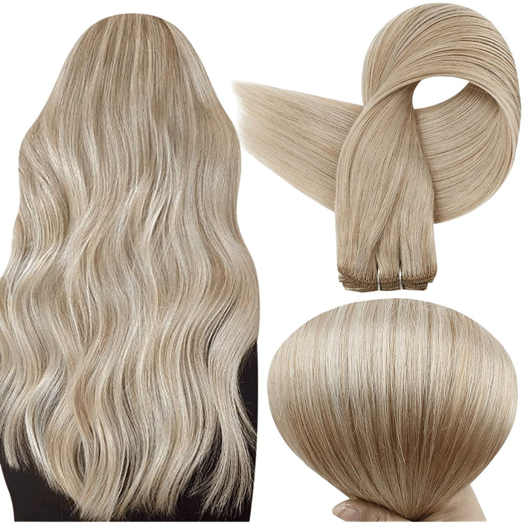 Virgin weft extensions medium blonde color hair - HALY HAIR