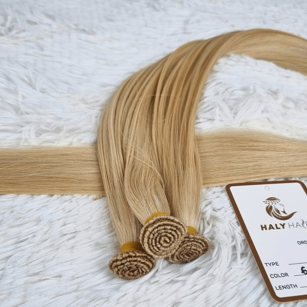 Virgin weft extensions medium blonde color hair - HALY HAIR