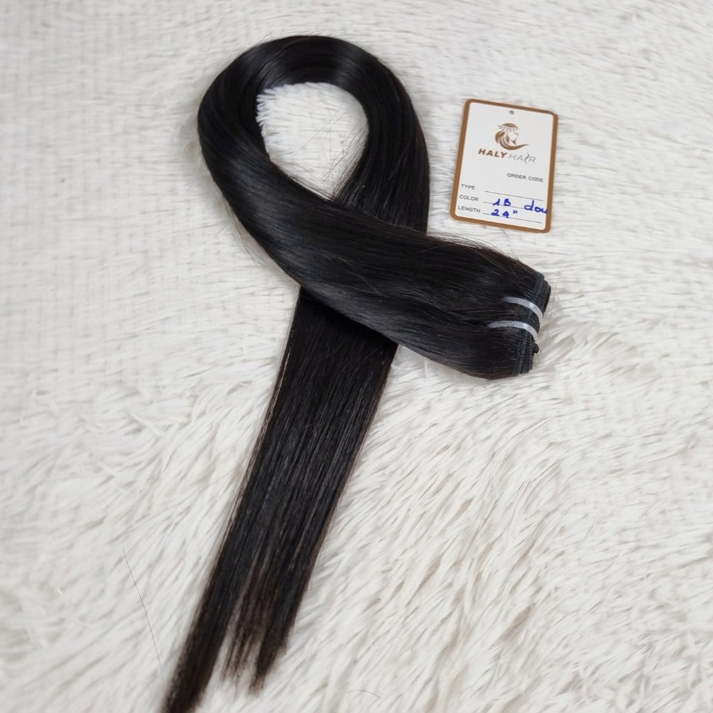 Weft hair extensions black color - HALY HAIR