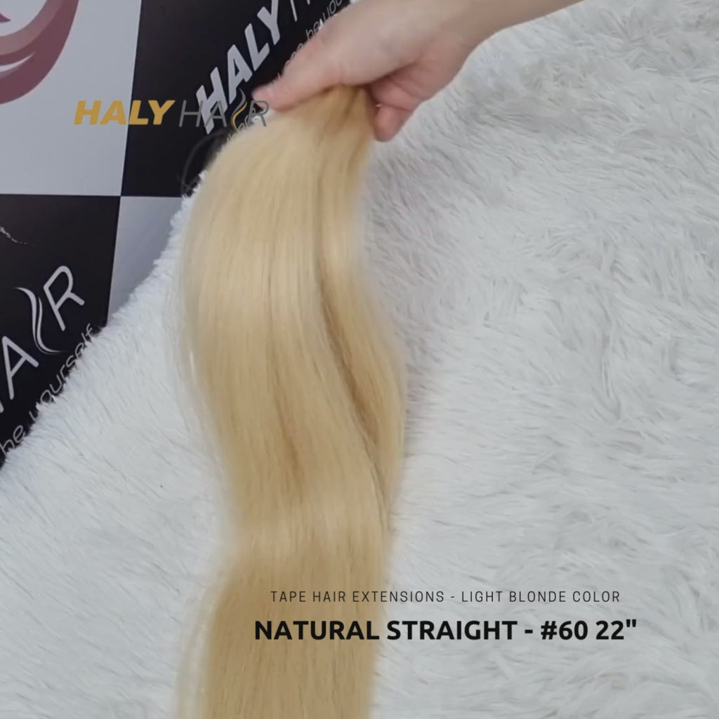 tape hair extensions light blonde color 