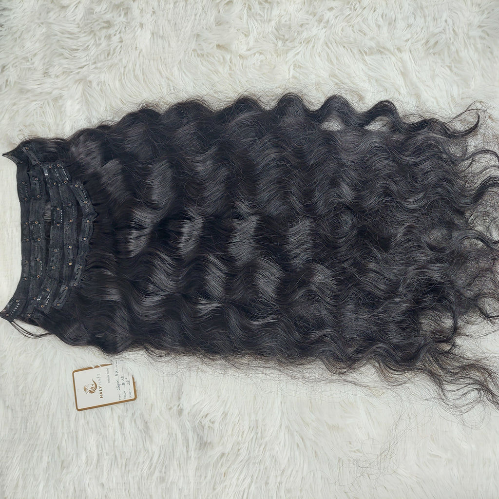 clip-in hair extensions 5 piece set black color