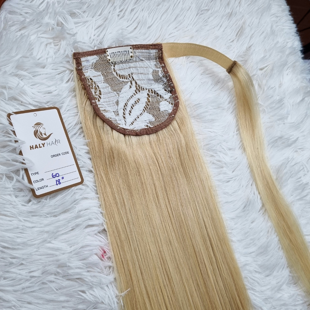 Ponytail hair extensions light blonde color - HALY HAIR