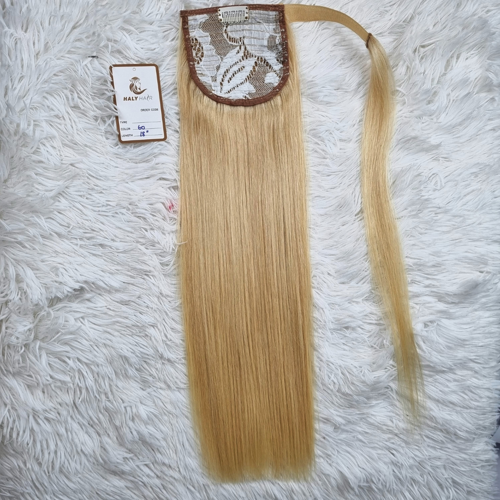 Ponytail hair extensions light blonde color - HALY HAIR