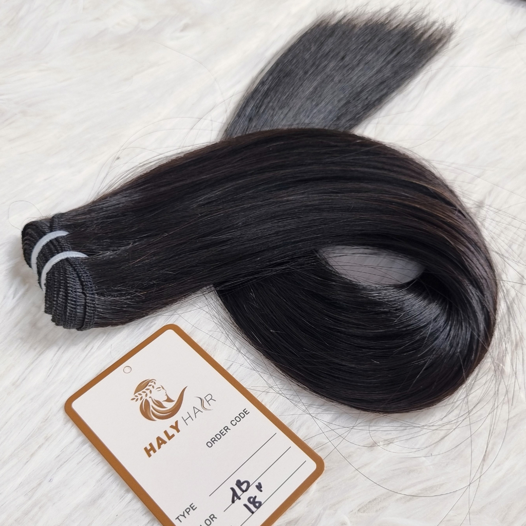 Weft hair extensions black color - HALY HAIR