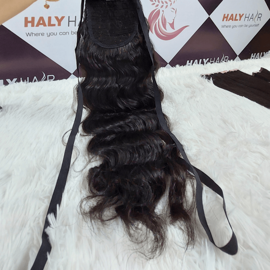wavy black ponytail hair extensions