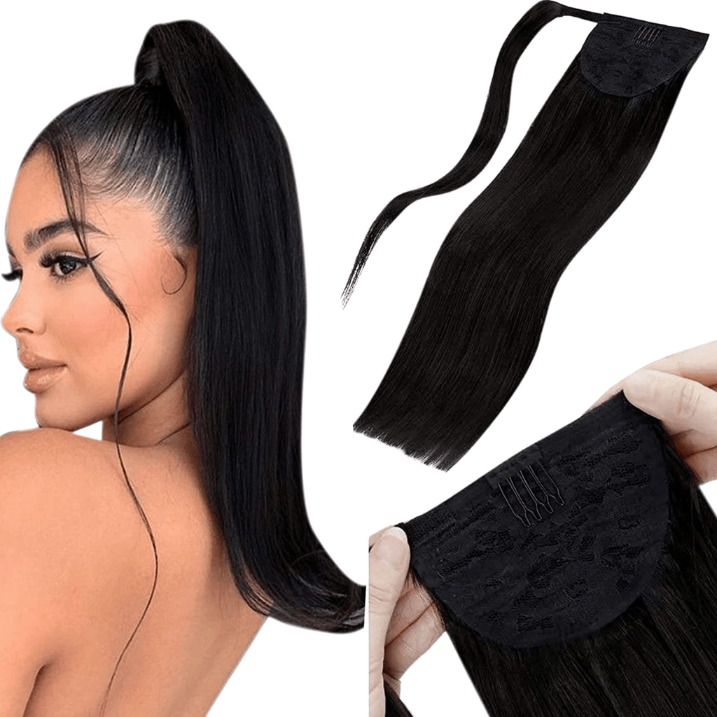 straight black ponytail hair extensions
