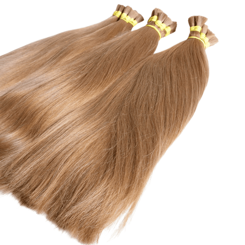 Bulk hair extensions medium blonde color
