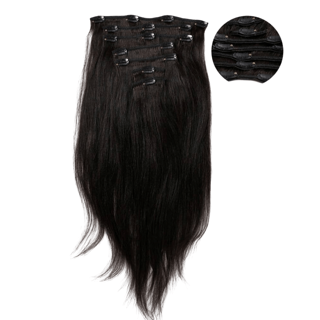 clip in hair extensions 7 pieces black color